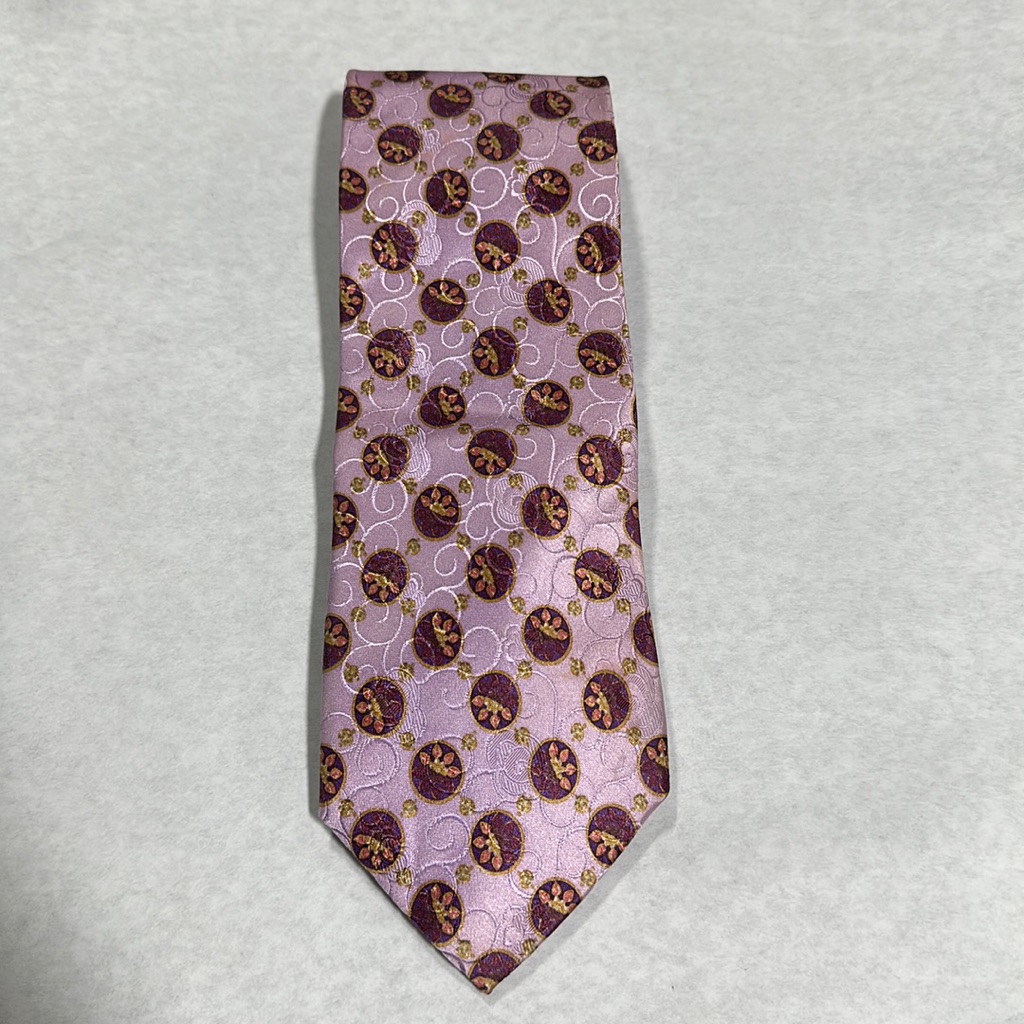 Ermenegildo Zegan Brand Purple WCoral Design Tie  D68